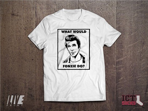 LivePrintKS's tweet photo. There aren't many things more cool than FonzieGet your shirt today -#happydays  #screenprint https://t.co/g08NddWi2N https://t.co/KyDaVlnA92