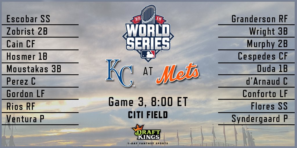 MLBReplays's tweet photo. Can @Mets find success in Queens, or will @Royals keep on rolling? 8pm ET on FOX: https://t.co/GMlOMGbaFN #DKLineup https://t.co/WV0DFdm1Gc