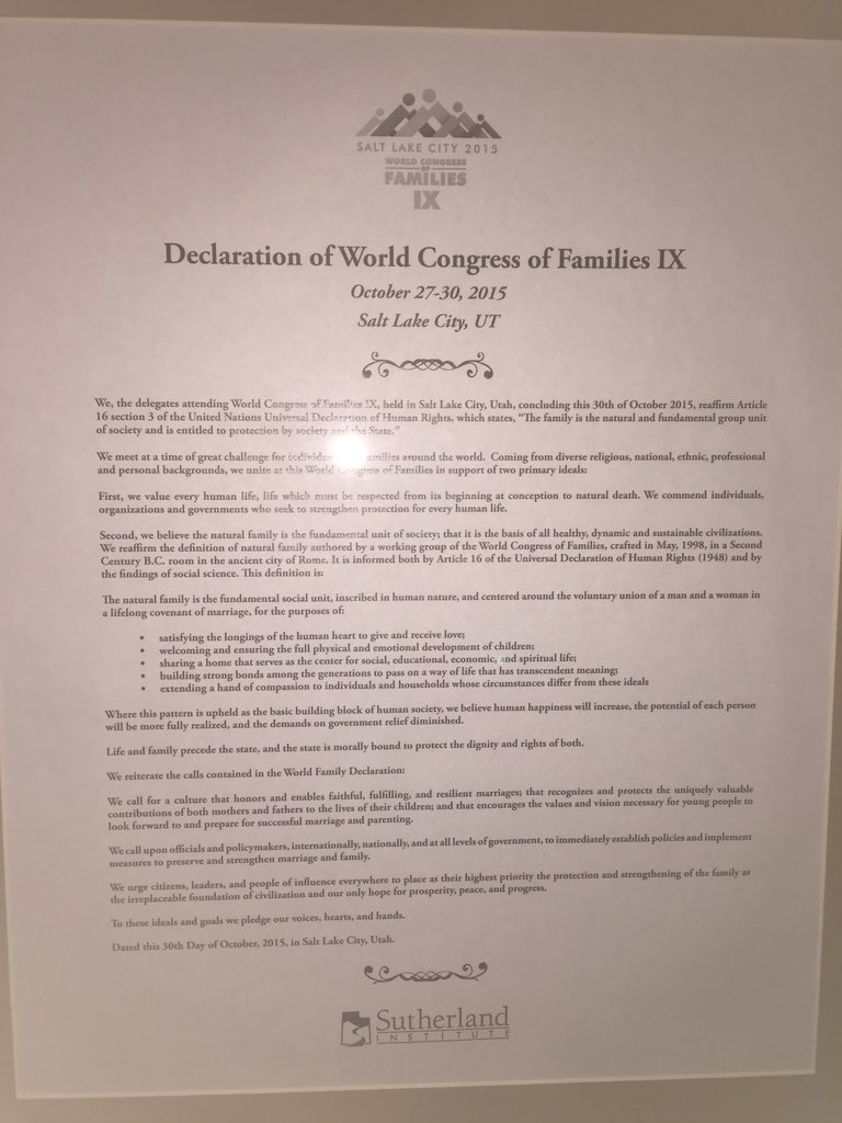 LyleShelton's tweet image. Here&apos;s the declaration just agreed at #wcf9. It is a manifesto of lost truths.