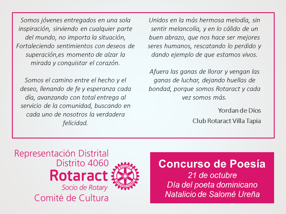 Rotaract4060's tweet image. Concurso #DiaDelPoeta Comité de Cultura ¡Cuanto talento en Rotaract! #Rotaract #Rotary #EnriqueceElMundo