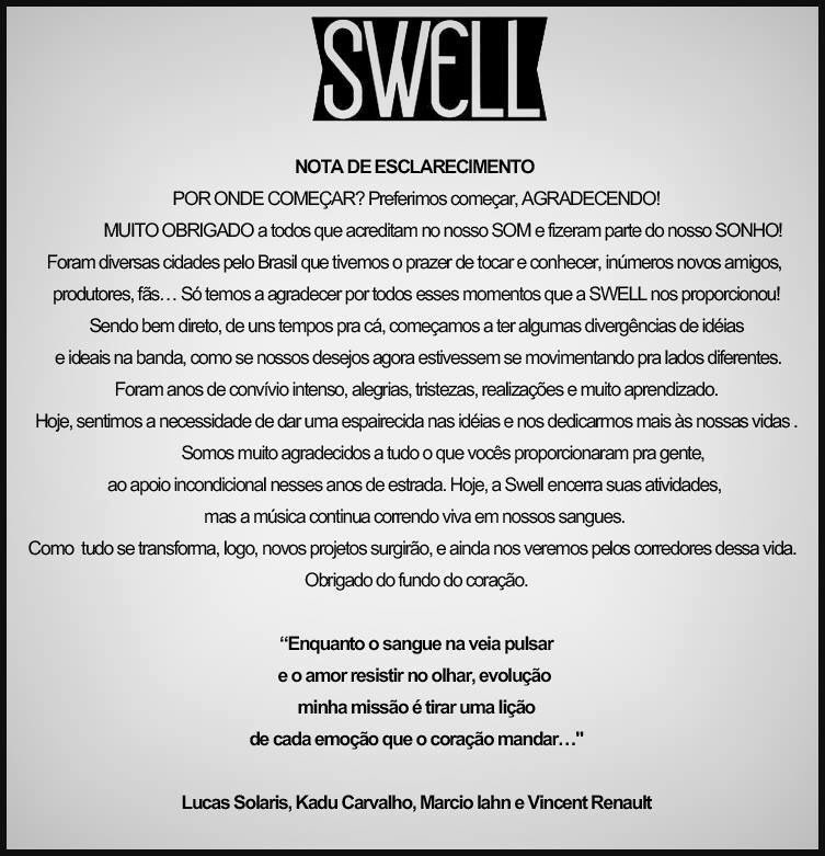 Nota de esclarecimento sobre o fim da banda
