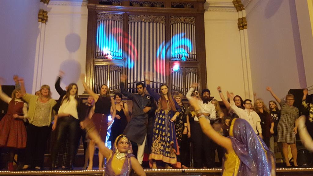 davidmcd0nald's tweet image. Some Bollywood shapes on stage at Govan. Putting the fun in fundraising #HumzaForPollok
