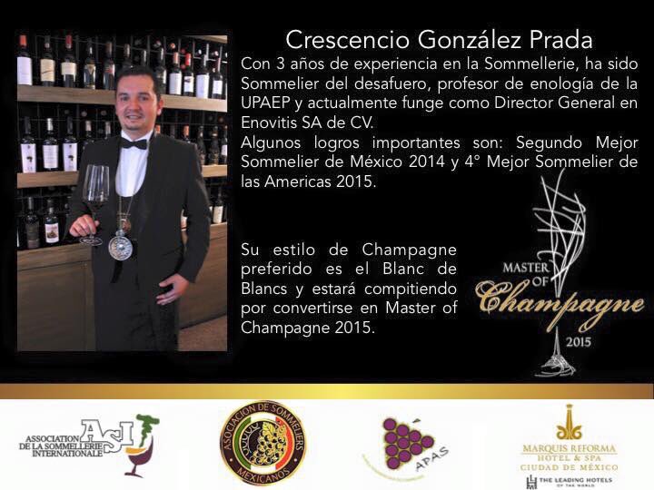 GEMARIC's tweet photo. Les presentamos a @crescencioprada que concursara para obtener el título de Master of Champagne #MoC15 https://t.co/BBctDWscn1