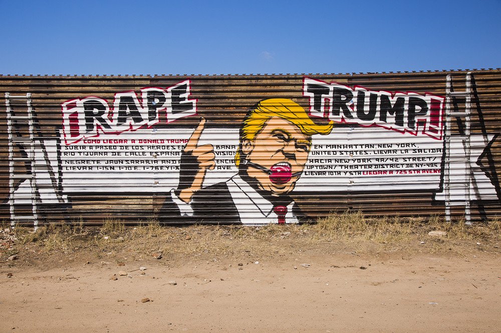 VICE's tweet photo. Someone painted a "rape Trump" mural on the Mexican border https://t.co/hTcJATP18D https://t.co/LOXdzLFTbi