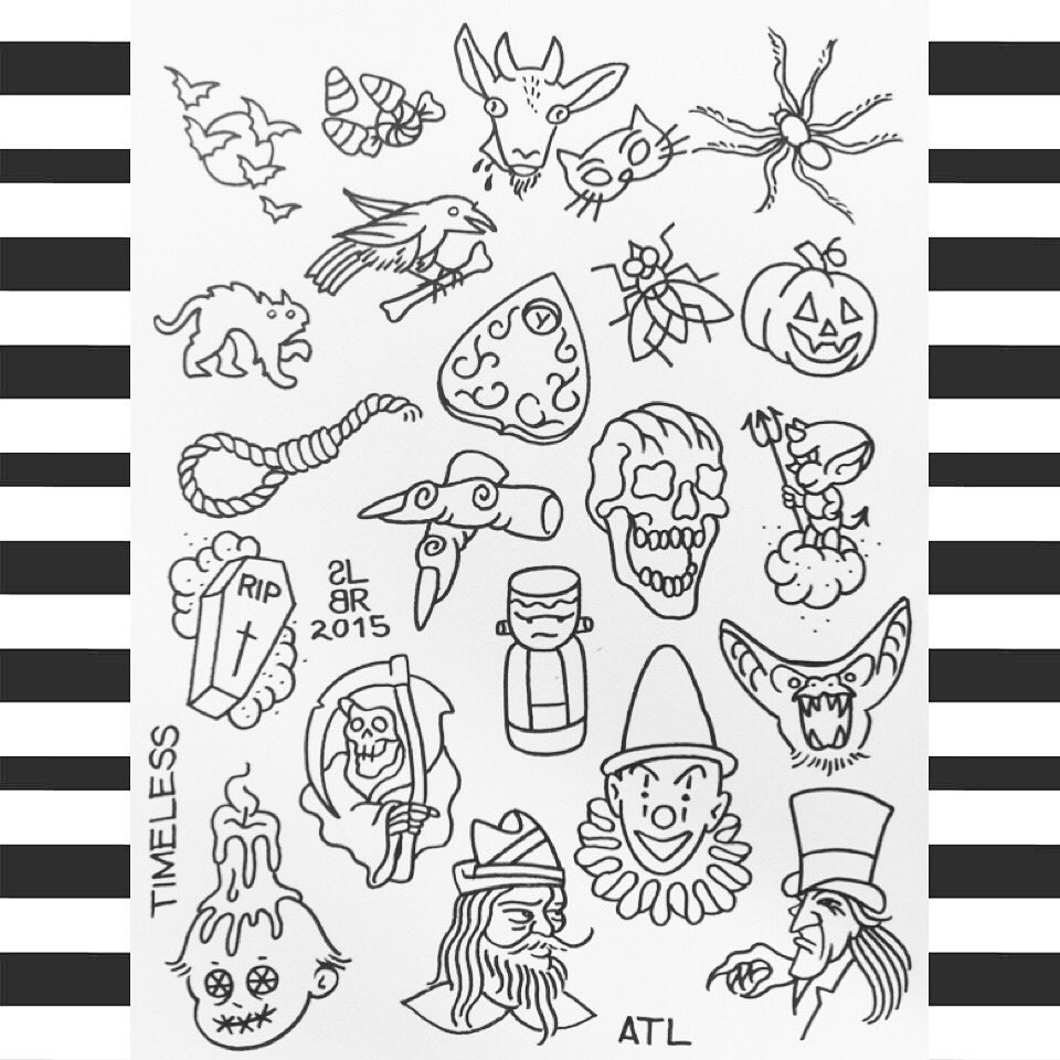 Tattoo uploaded by xenaazarova  Halloween flash sheet  Tattoodo