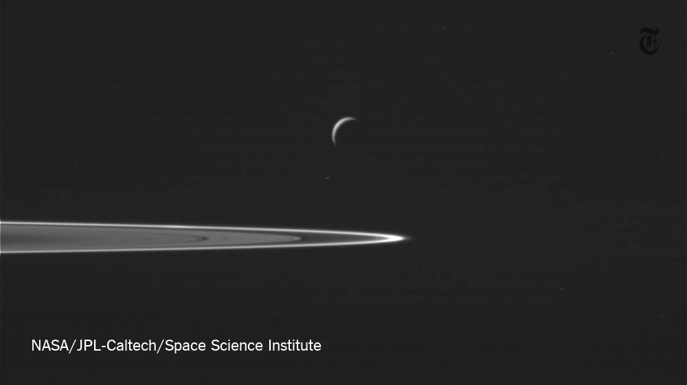 nytimes's tweet image. The latest images from NASA's Cassini flyby of Enceladus, the icy moon of Saturn nyti.ms/1GC9QRo