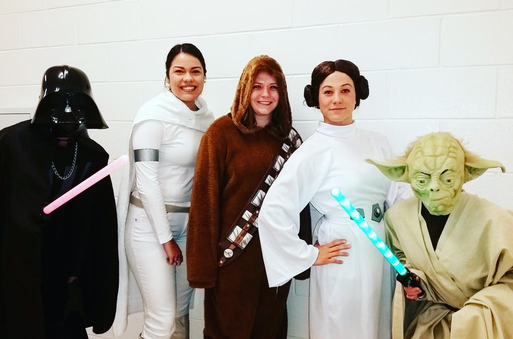 MsLyon1's tweet photo. Had fun scaring off drugs for #LISDRRW. #KillianMustangs #Coaches #StarWars #maytheforcebewithyou @LewisvilleISD https://t.co/dl5saIgSYF