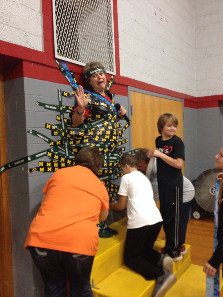 Our fearless leader will do anything to motivate kids! #awesomeprincipal #keichermc #mccardinals