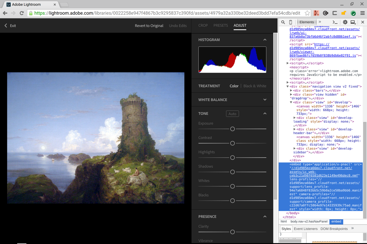 jfbastien's tweet photo. Editing pictures in Web Lightroom using PNaCl (or Emscripten)
https://t.co/KJstTtyao8→sign in→get Adobe ID to try! https://t.co/MvsSqBoERT