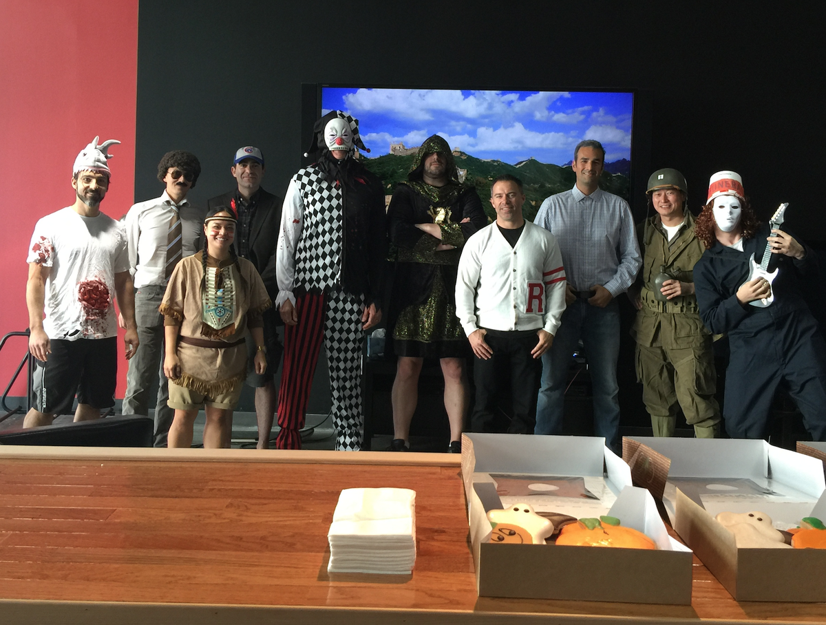 funnyordie's tweet image. #HappyHalloween! Costume highlights from our NorCal office! "Sabotage" video, Buckethead, standing desk GI +more!