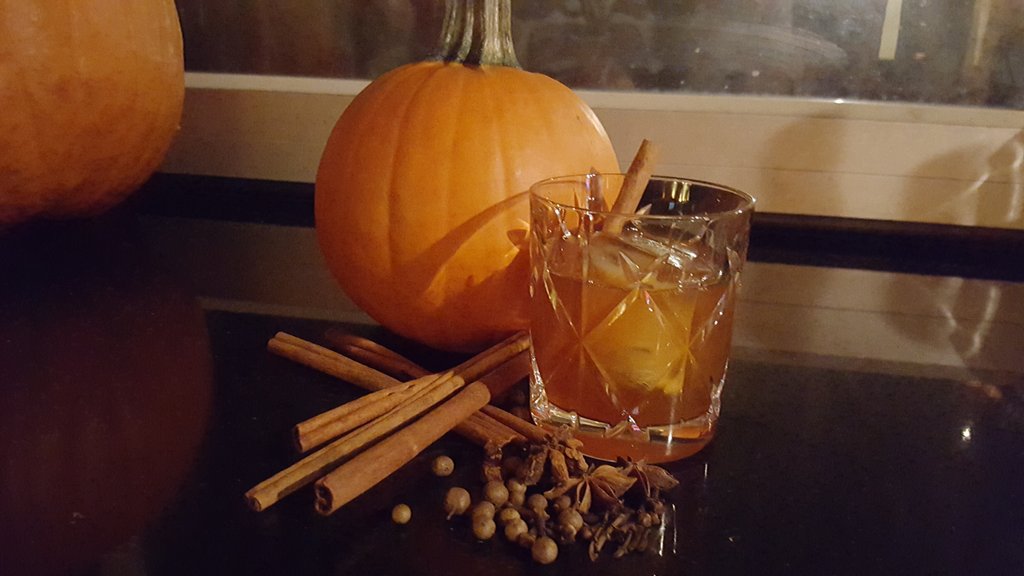 1 of tomorrow's feature cocktails for our party.  Pumpkin spiced old fashioned. #hamont #boozy #BWB #HappyHalloween