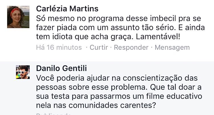 DaniloGentili's tweet image. Os comentários do meu Face são 100% tretas.