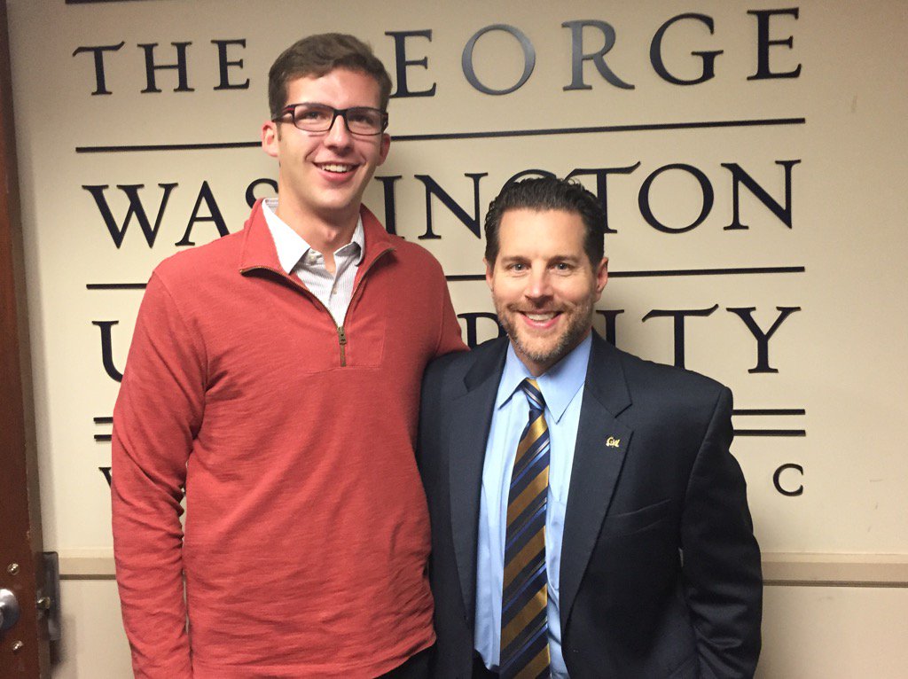 GWPeterK's tweet photo. Great end to Careers in Student Affairs Month with @maxgocala, @gwGSEHD #SAGrad & #GWU Dean for Day. #CSAM15 #SAChat https://t.co/mZKEqqpxCA