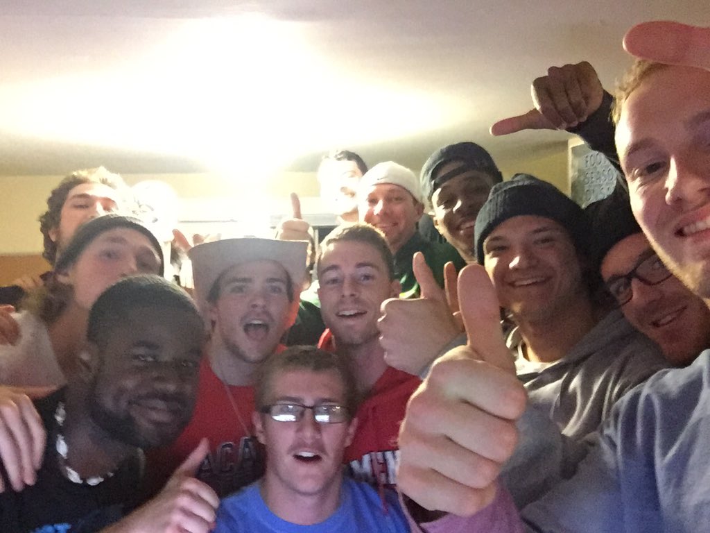 Bjoness17's tweet image. @AcadiaAthletics Acadia receivers pumped for the @axewomenrugby on a huge win. Congrats lady's