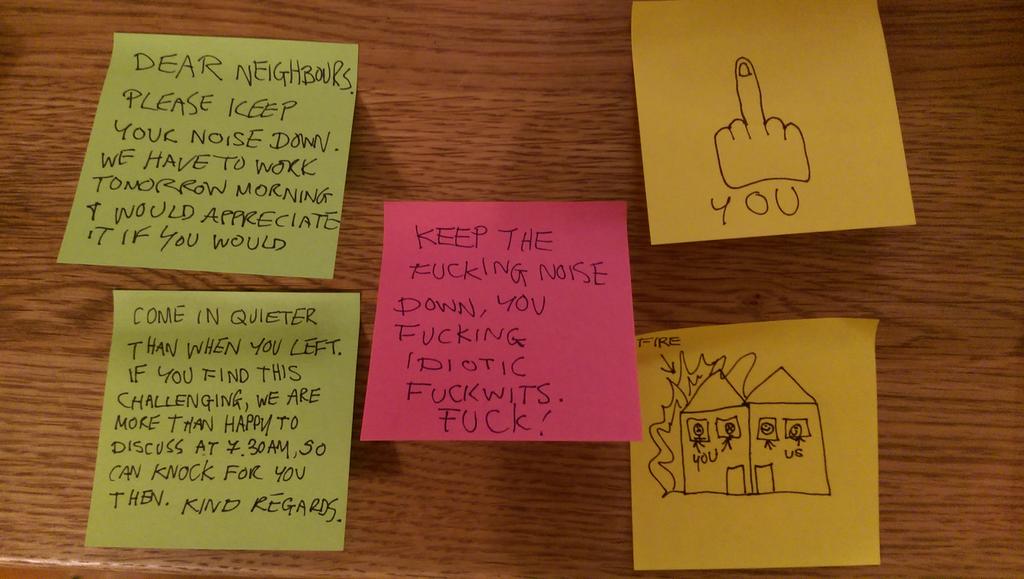 buttonhaus's tweet photo. #FridayFeeling when you have to work Saturday and you live next a house of imbeciles #angermanagement #postitart https://t.co/Y1sriLbK69