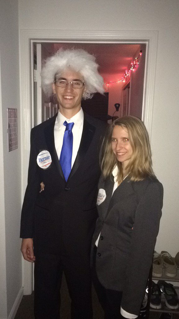 Kylexy95's tweet photo. @SenSanders @HillaryClinton 
Hill with the chill to combat the Bern. #HappyHalloween https://t.co/luLR6pXtzv
