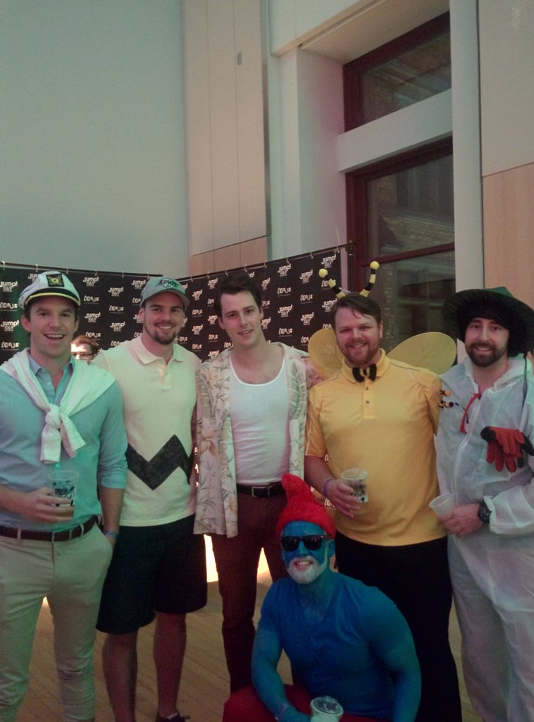 darcythomasca's tweet photo. What a mix, bee,bee keeper,Charley brown, a smurf and ace Ventura oh and a sailor https://t.co/mc0G48BFWX