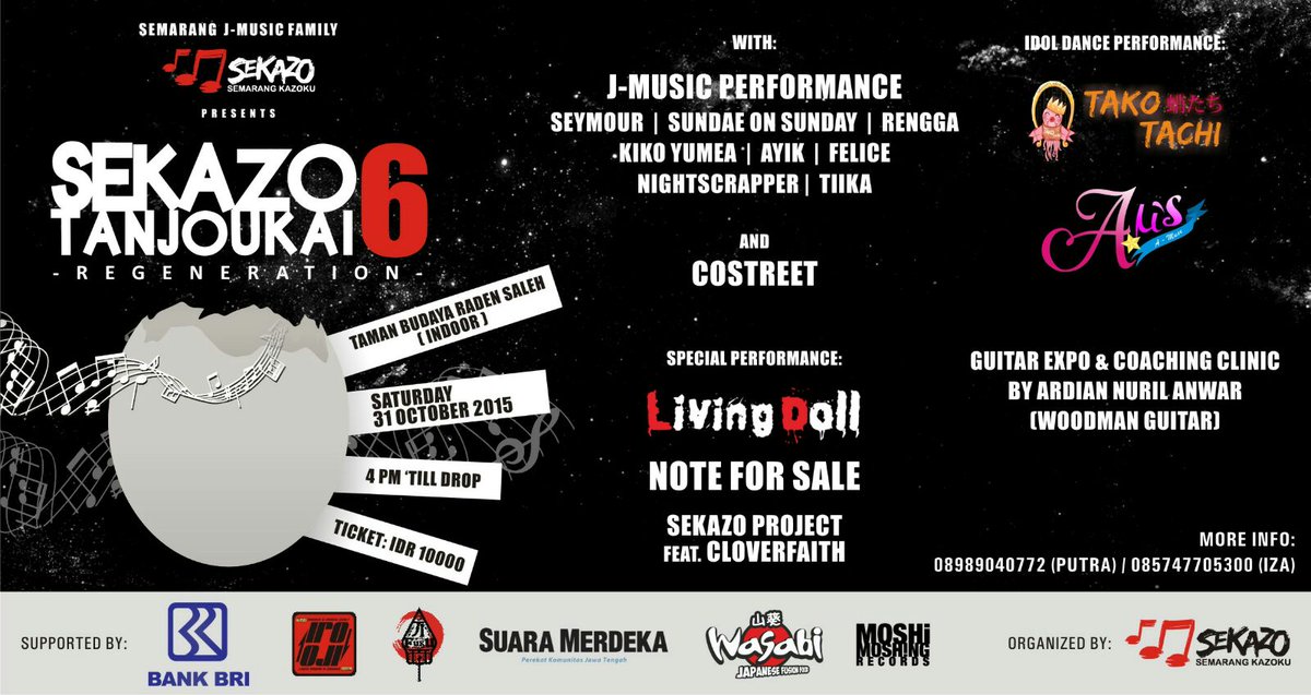 buat yg di Semarang,hari ini dtg yuk ke acara <a href="/sekazo_/">Semarang Kazoku</a> tanjoukai 6 di tbrs indoor jm4 sore.. 😁
#SekazoTanjoukai6