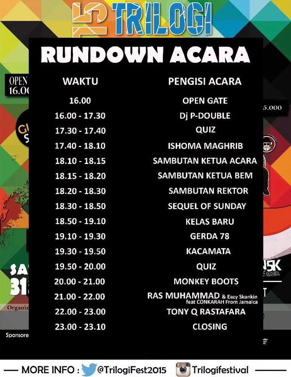 Hari ini @trilogifest2015! Kita main 18:30. Let's fuck things up! 🔥