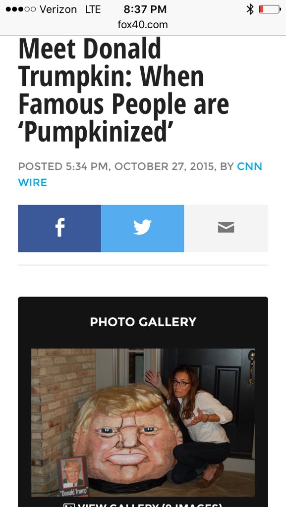 Bam2Knight's tweet photo. @realDonaldTrump @eonline @FOX40 This pumpkin had the best costume! 👌🏼🎃 #MakePumpkinsGreatAgain https://t.co/mXLvpe2You