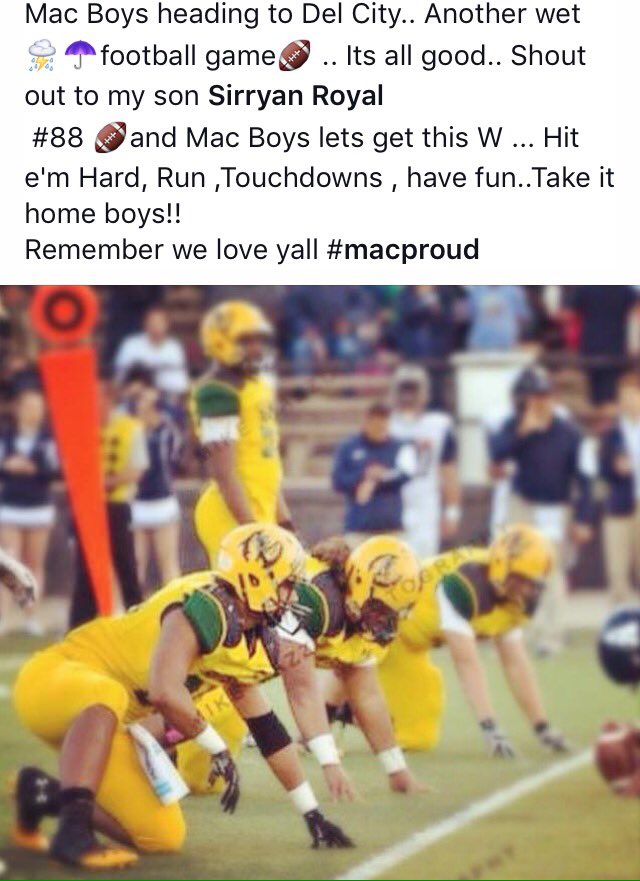 royal_patty's tweet photo. The Take Over Mac's Defense holds off Del City..37-0. #DeNovo #bigmacfootball #TheTakeOver2015... https://t.co/sidi2xNczo