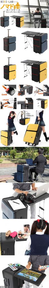 TinyHouseMOD's tweet photo. Too cool! Japan has invented this suitcase with a built-in desk ... work wherever you want: https://t.co/dISyfmnqug https://t.co/QC7a8jkOWD