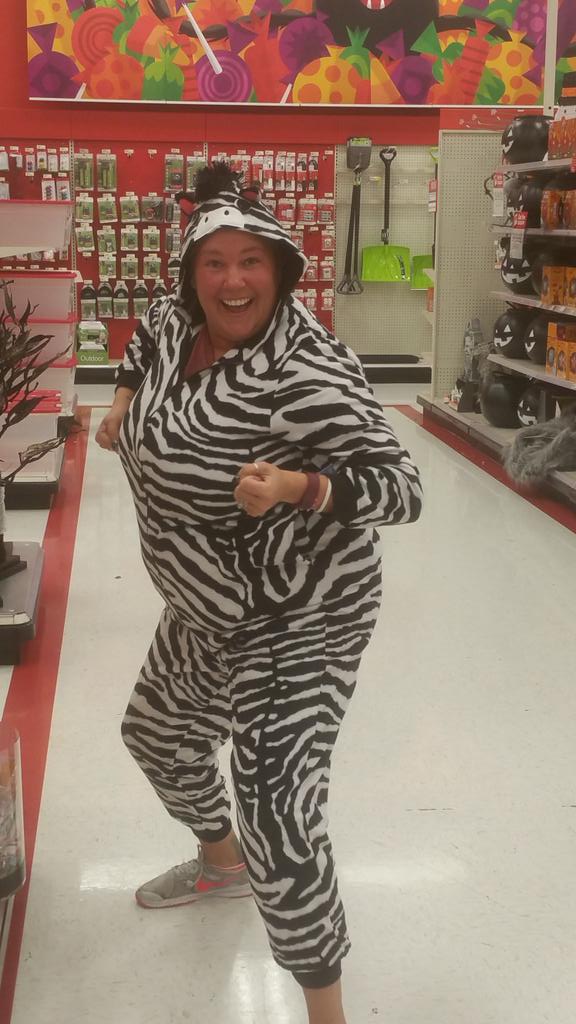 T. L Liz her zebra on! #targetfun #halloweenonsie #onfleek  <a href="/Ali_Strand/">Ali Strand</a> @miikotaylor <a href="/kc0516/">Kate Hawkinson</a> <a href="/jenteigland/">Jen Teigland</a>
