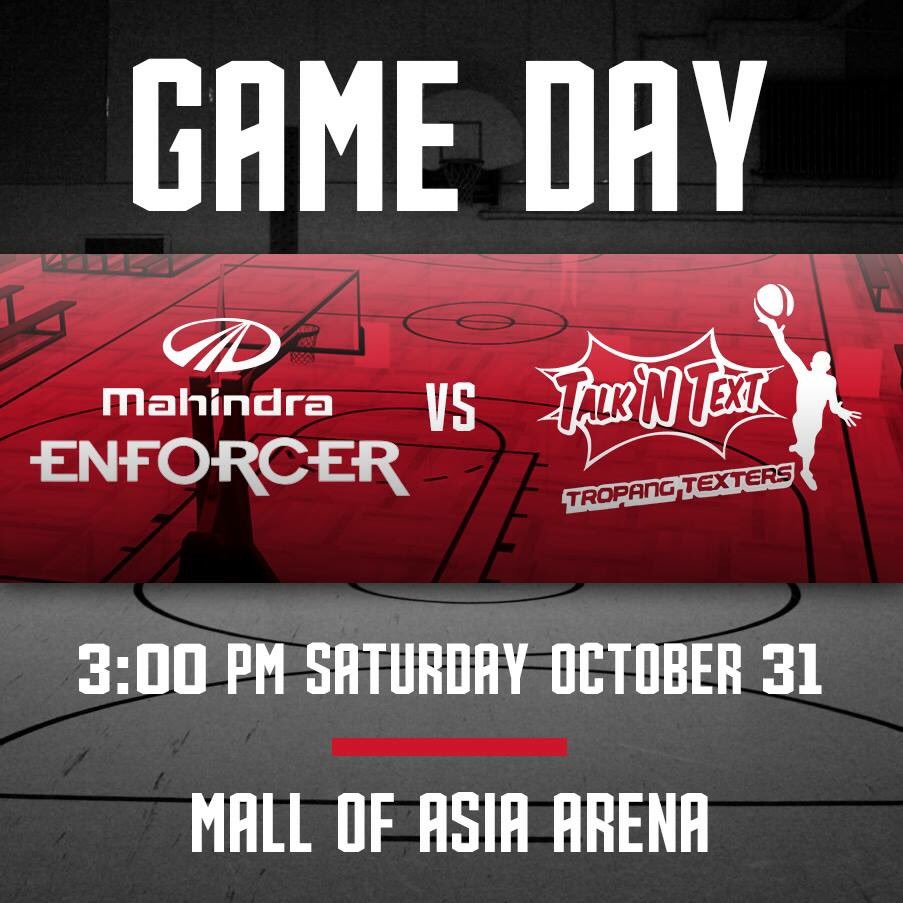 MahindraPBA's tweet photo. Looking for our first win of the seaaon! Show your support and catch the action at 3PM.
#PBA2016 #MahindraEnforcers https://t.co/9G3dKabBAh