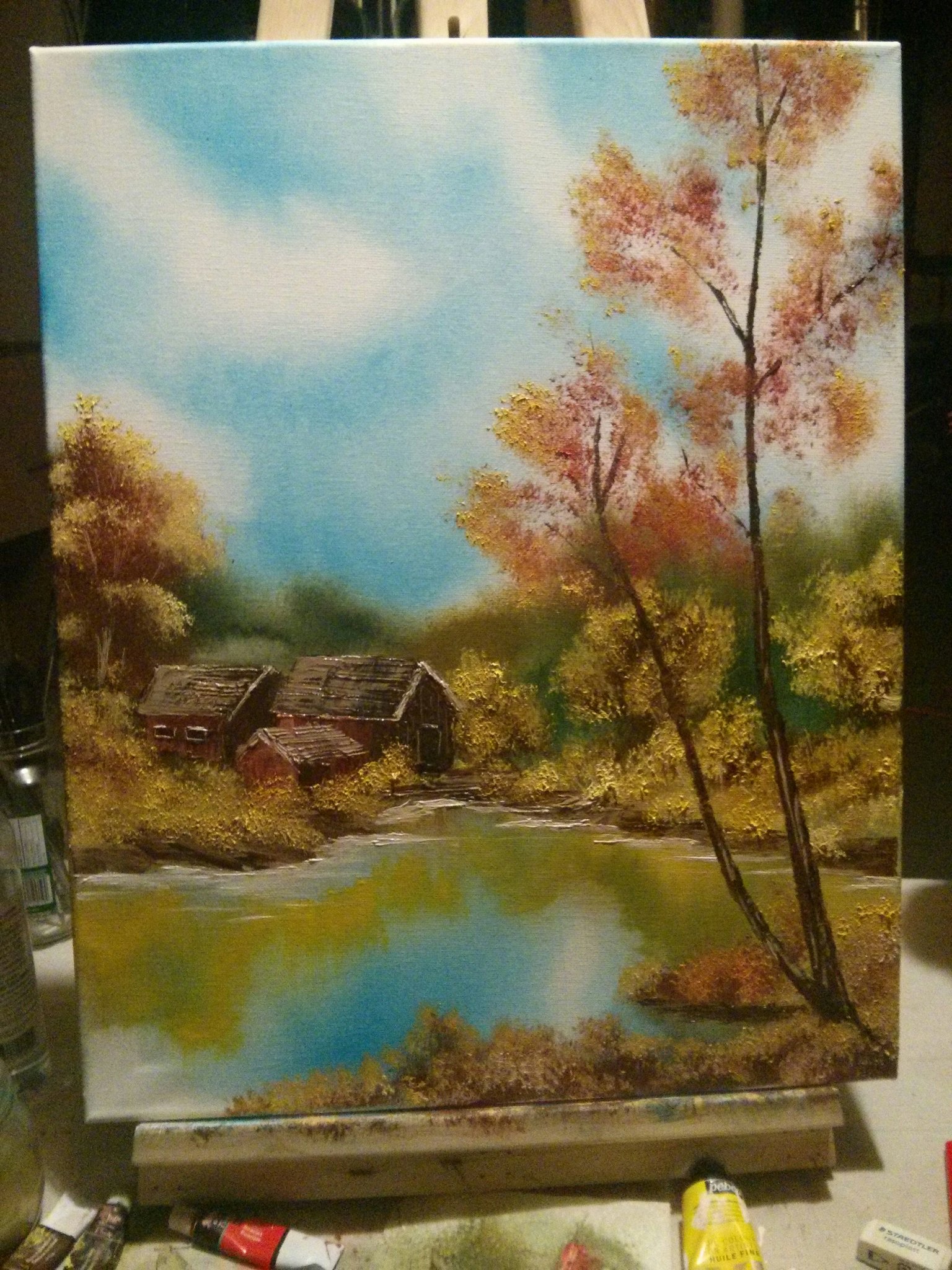 I recreated a Bob Ross painting on tonight\s stream! Happy belated bday Bob! 