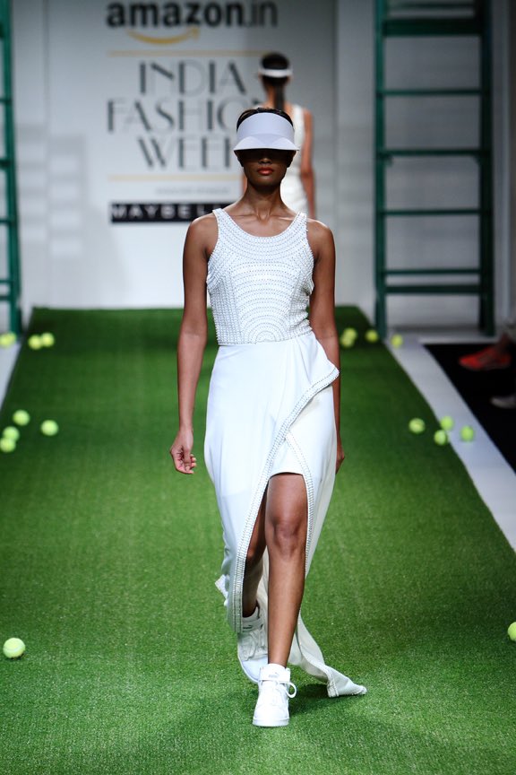 AnandBhushan's tweet image. Look 22: Federer Glass Leather Knit Dress. #AnandBhushan #springsummer16 #Deuce #AIFWSS16 #AIFW #FDCI