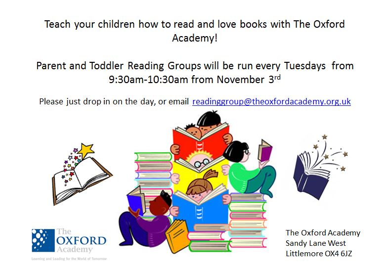 TheOxfordAcad's tweet photo. We're launching a Parent&amp;Toddler Reading Group every starting THIS TUESDAY - please spread the word! #WeLoveBooks https://t.co/209jDb6Pgi