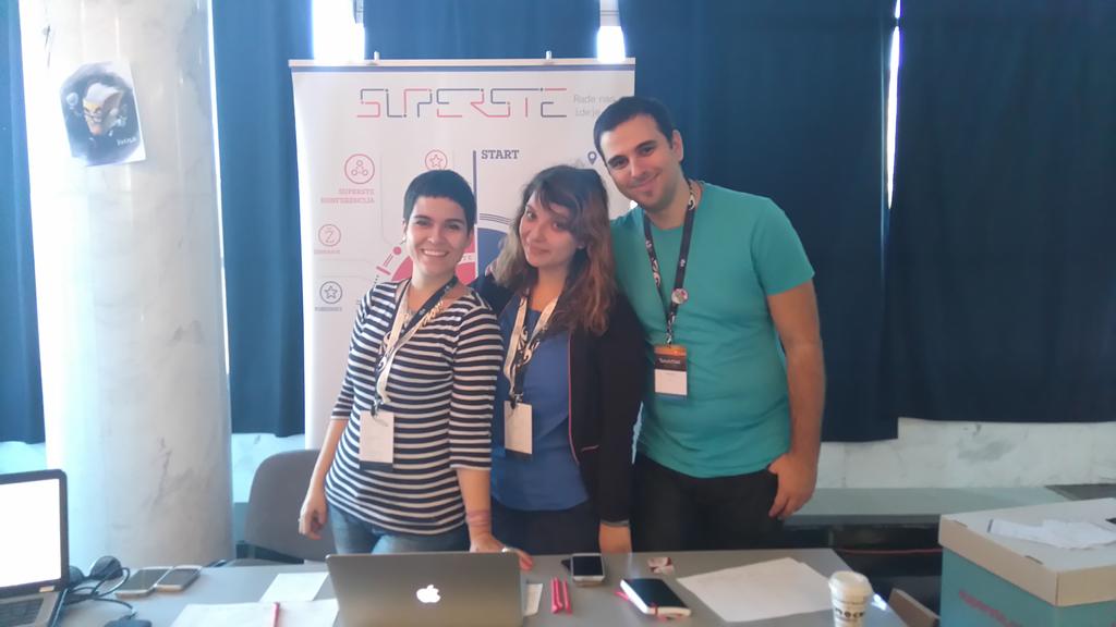 vucilo's tweet photo. Day2 na #wwvrsac - ekipa na štandu @SupersteNet - @VasiRenton @Lali_kovrdzavi i @sejacsnova. @ITkutak opet BEZ :@ https://t.co/cav8AI0Ath