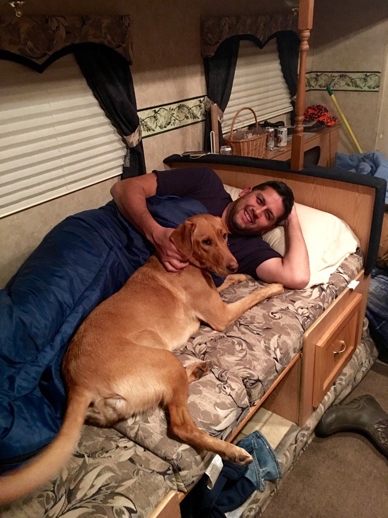 Dmlachnik2's tweet photo. Mr Herald sleeping with Callie. https://t.co/u9LrCz8xSD
