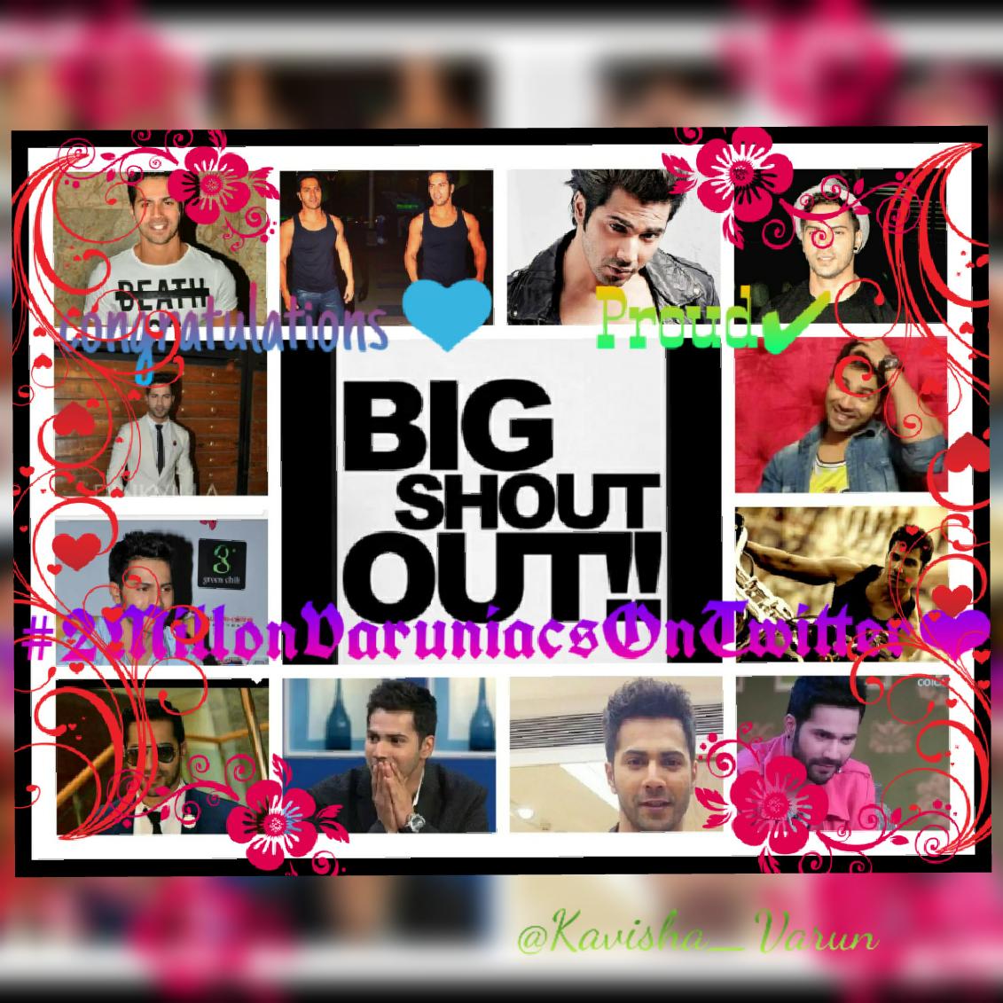 KavishaDudeja's tweet photo. So @Varun_dvn has finally completed #2MillonVaruniacsOnTwitter sooo happy!
A big Congratulations to u❤😘 plz see dis😊 https://t.co/FwNU9BjeqE