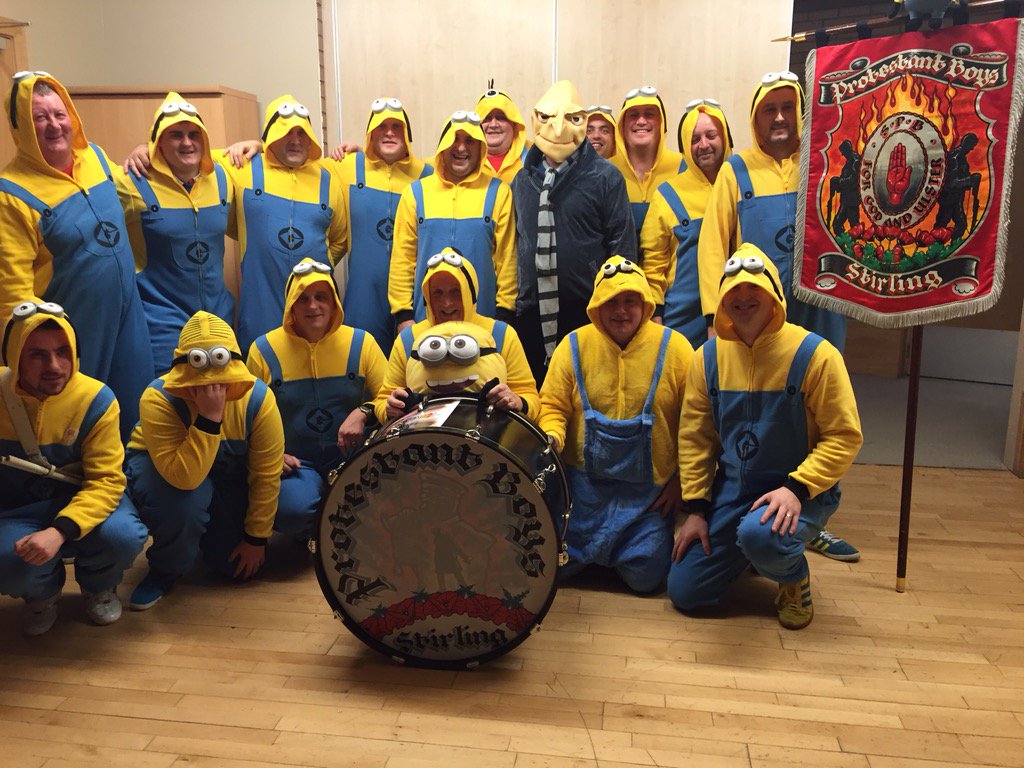 SPBFB2003's tweet photo. Small change of uniform for the wee band last night at @GTFB89 Halloween bash!

Minion Protestant Boys FB https://t.co/EbhSqqvkXk