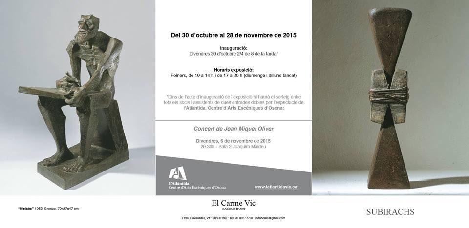 nuriavall_'s tweet photo. Fantàstica inauguració de Subirachs ahir al vespre a El Carme Vic Galeria d'Art. Gràcies Judit i @EspaiSubirachs. https://t.co/bmmZ4xpccn