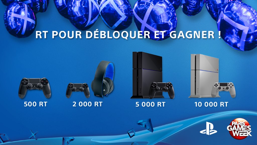 A l’occasion de la #PlayStationPGW, RT pour débloquer les cadeaux et peut-être gagner la PS4 20th Anniversary !