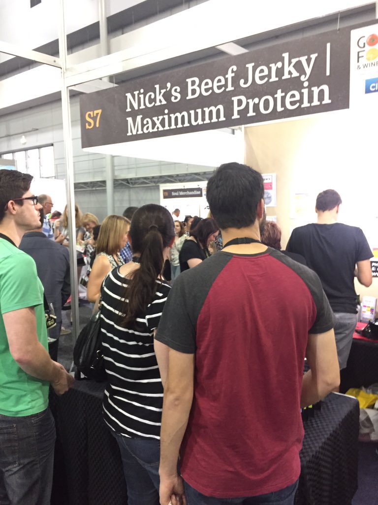 nicks_beef's tweet photo. Wonderful day today at the Brisbane #goodfoodwineshow #jerky #nicksbeefjerky #nicksjerky https://t.co/v1FjIZburz