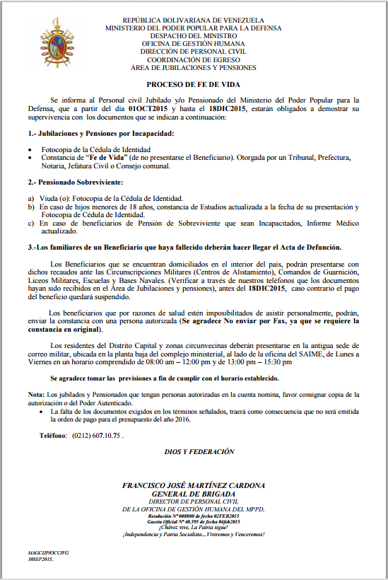 UMBV2010's tweet photo. PROCESO DE FE DE VIDA PARA JUBILADOS Y/O PENSIONADOS DEL MPPD https://t.co/svqtfXHCOF