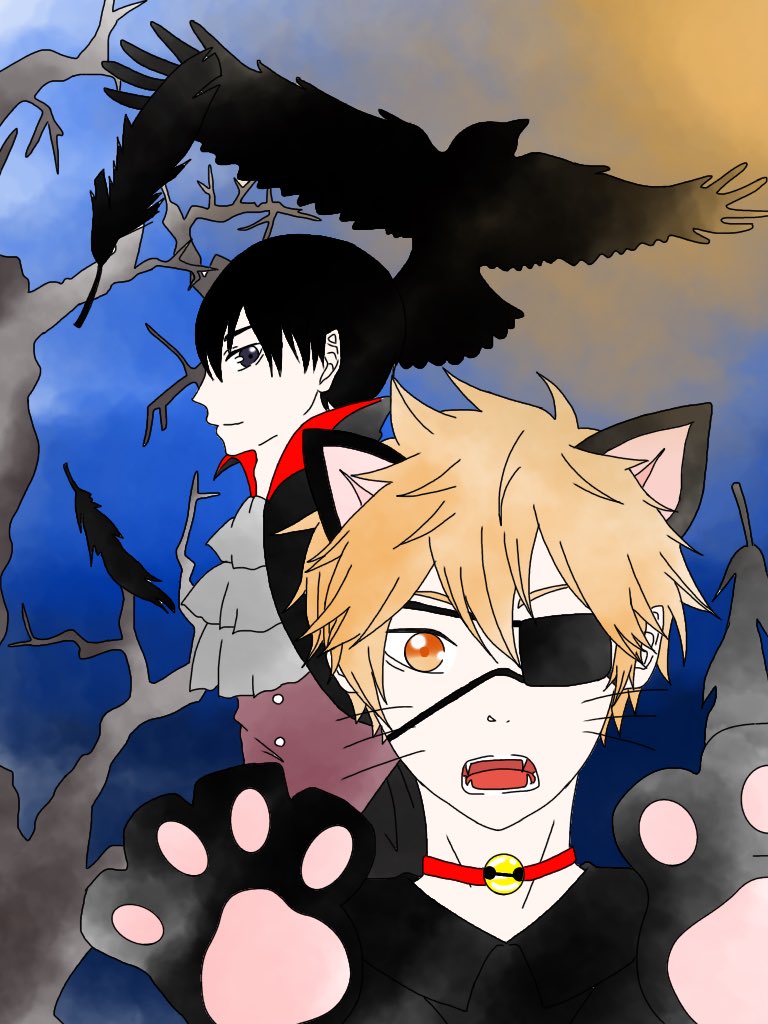 M_8290_'s tweet photo. 本垢の方でも載せた��ど
happyHalloweenてことで、
仮装してる飛雄と日向描いたのでのっける() https://t.co/LMAfY1kEGh
