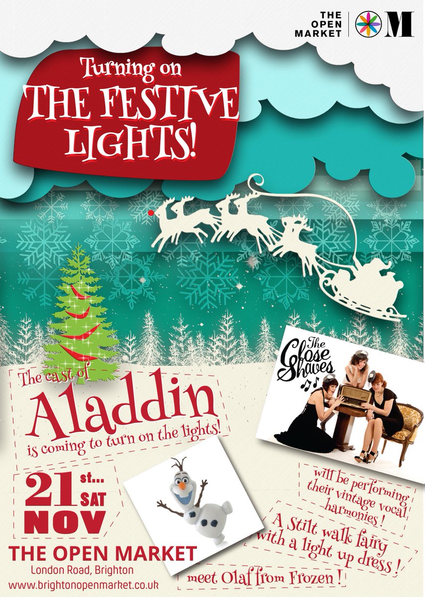 BrightonOpenMkt's tweet photo. Stick this in your diaries! Our Turning on the Festive Lights on 21st November :) @thecloseshaves @EmporiumBton https://t.co/20i7WI4HNn