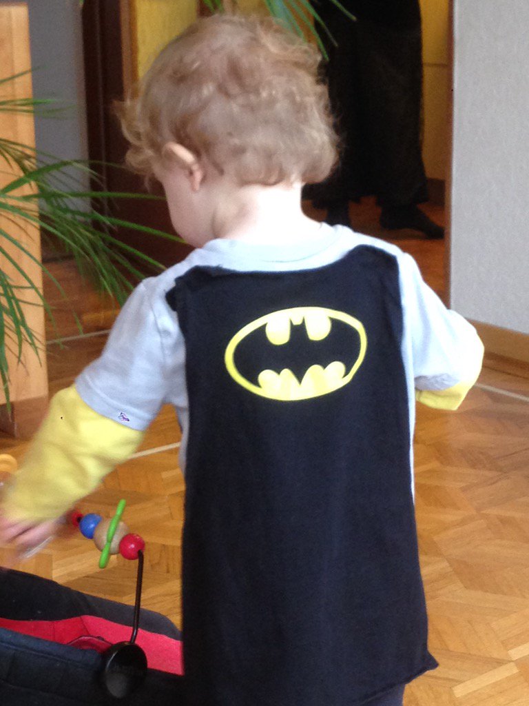 philgass's tweet photo. @bradleygillies @DarrenRidgley son cried when we put Spiderman costume on, stops when we put on batman shirt #DCman https://t.co/j1Z6C4ySVC