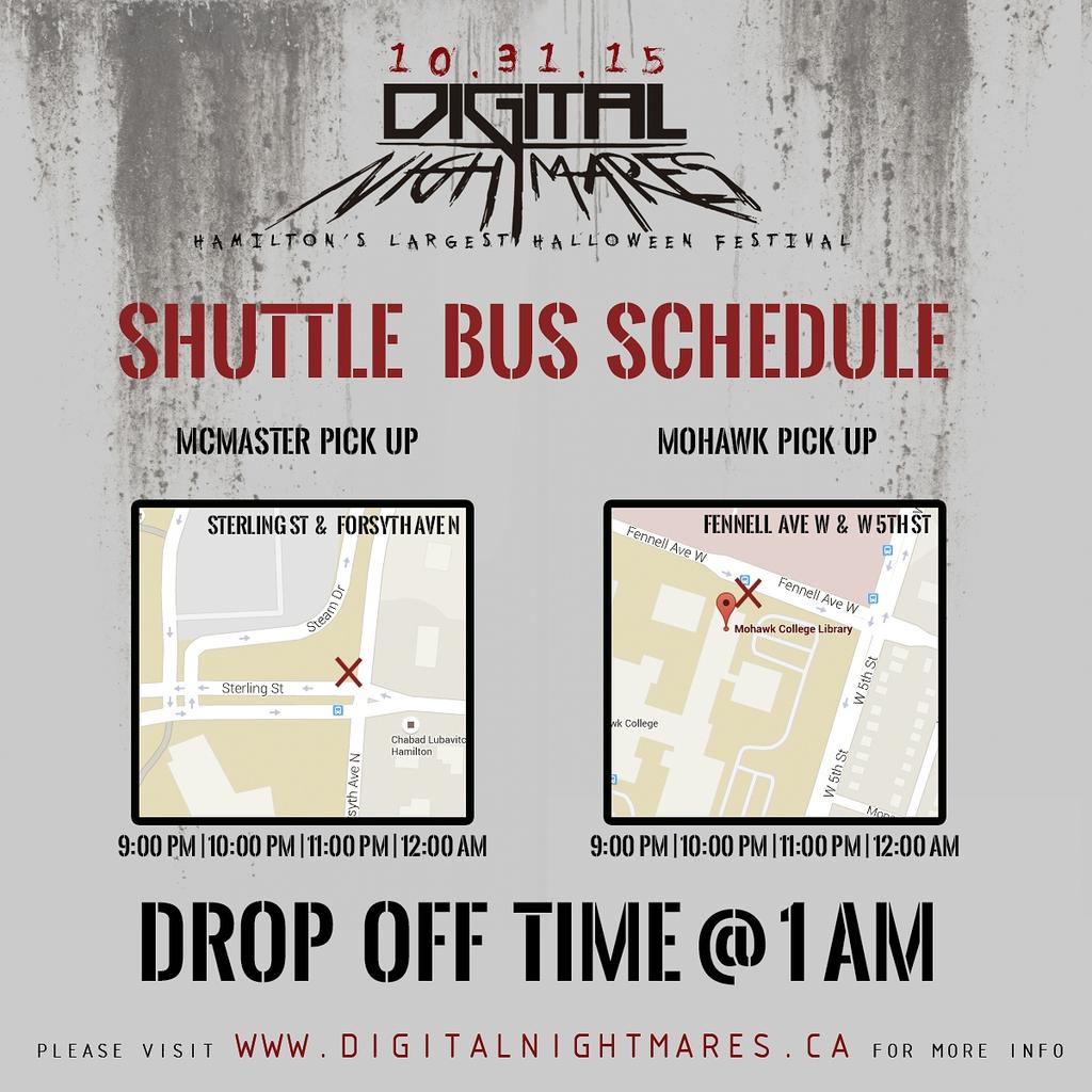 diginightmares's tweet photo. @McMasterU &amp; Mohawk FREE Shuttle bus schedule! #hamont #Hamilton https://t.co/Bhr5nBdEvv