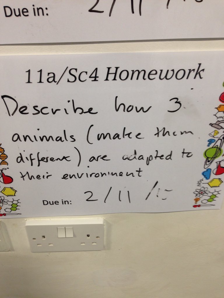 FullhurstSci's tweet photo. Mr Neat's year 11 homework due in Monday #adaptations and the exam question @Fullhurst https://t.co/KCKiI0xpan