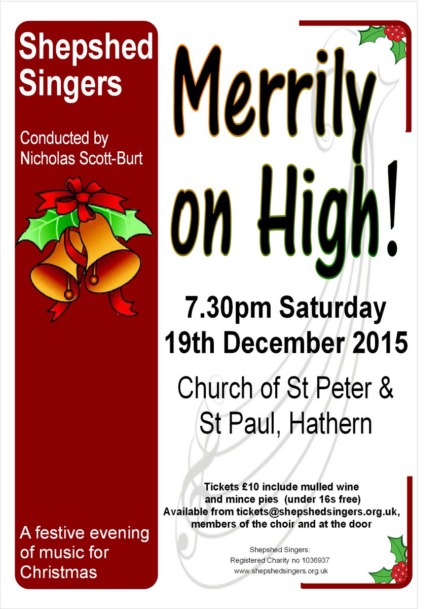 Shepshed Singers (@shepshedsinger) on Twitter photo Enjoy a festive evening with the Shepshed Singers <a href="/shepshedsinger/">Shepshed Singers</a> December 19th 7.30pm St Peter & St Paul, Hathern Enjoy a festive evening with the Shepshed Singers <a href="/shepshedsinger/">Shepshed Singers</a> December 19th 7.30pm St Peter & St Paul, Hathern