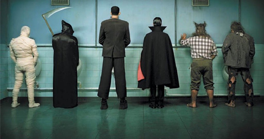 TheUniBible's tweet photo. The scene in every gents toilet across the country tonight... #Halloween #HappyHalloween #halloween2015 https://t.co/8u55aYHQ7h