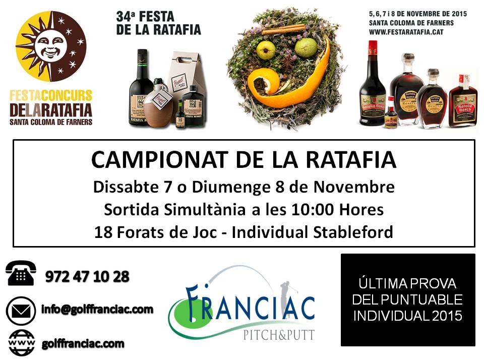 Proper campionat de la ratafia... Coincidin amb la festa de la ratafia de Santa Coloma de Farners... <a href="/Conf_Ratafia/">Confraria Ratafia</a>