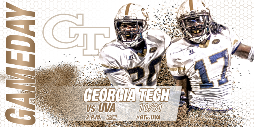 It's GAMEDAY in Charlottesville! Toe meets leather at 3p! #TogetherWeSwarm #GTvsUVA