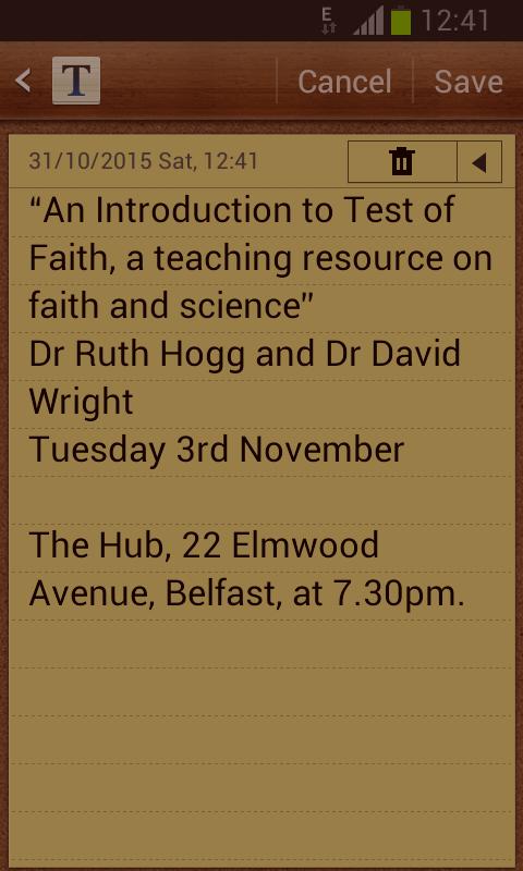 Talk on Tuesday, “An Introduction to Test of Faith, a teaching resource on faith and science” @SaintsSceptics