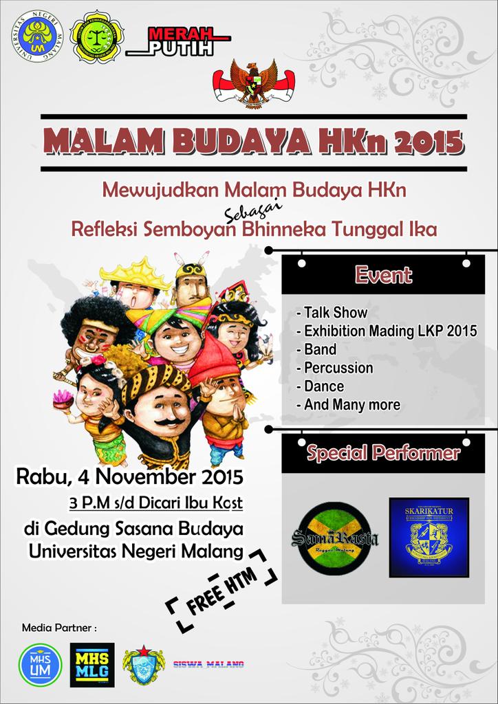 RT <a href="/ZulfikarFattah/">Zulfikar W. Fattah</a>
DiesNatalis HKn UM | Rabu, 4 November 2015 | Sasana Budaya UM | 15.00-selesai | <a href="/hmjhkn/">HMJ-HKn UM</a>
